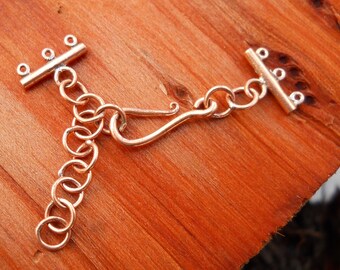 3 Strand Multi-Strand Solid Copper Clasp, MS37ACU, Solid Copper Hook and Eye Closure, Size: 70 mm x 13 mm or 2.75 inches x .51 inches