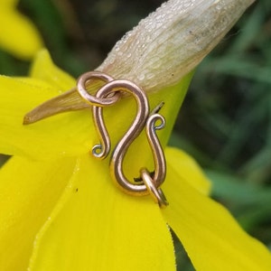 May include: A copper-colored metal clasp with a double loop design. The clasp is shown against a yellow flower.