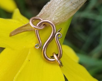 Solid Copper S Clasp with Jump Rings: Jewelry Findings (21 mm)