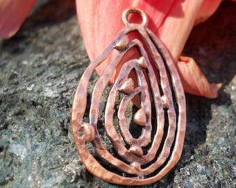 Tear Drop Copper Pendant: Jewelry Making Supply (28 mm x 17 mm)