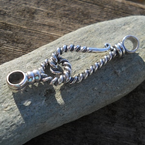 Extra Large Sterling Silver Twisted Hook and Eye Clasp, CL199 is a heavy sturdy clasp. Size: 52 mm x 12 mm or 2.05 inches x .47 inches