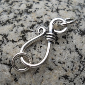 Medium Clasp, Sterling Silver Hook and Eye Clasp, CL65 is a sturdy well made clasp, Size: 23 mm x 8 mm or .90 inches x .31 inches