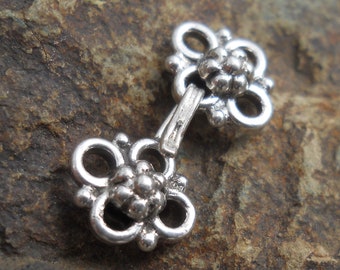 Triple Strand Multi-strand Hook and Eye Clasp, Sterling Silver, 18 mm x 8 mm