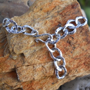 Sterling Silver Hammered Hook and Eye Clasp: Adjustable Extender (80mm)