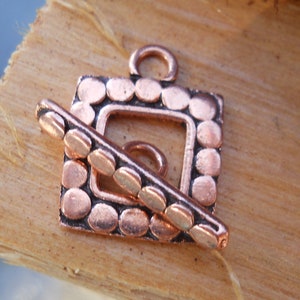 Solid Copper Square Toggle, TL39CU, Solid Copper Toggle Ring and Toggle Bar, Size: 22 mm x 17 mm or .86 inches x .66 inches. image 8