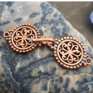 Solid Copper Hook and Eye Clasp, CL282CU, Size: 43 mm x 10 mm or 1.69 inches x .40 inches image 1