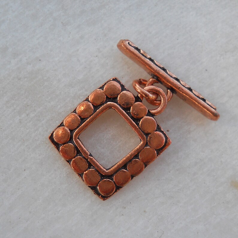 Solid Copper Square Toggle, TL39CU, Solid Copper Toggle Ring and Toggle Bar, Size: 22 mm x 17 mm or .86 inches x .66 inches. image 3