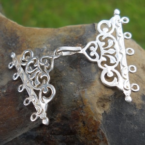5 Strand Multi-strand Hook and Eye Clasp, Sterling Silver, 43 mm x 35 mm