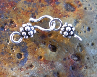 Beaded Clasp, Sterling Silver Hook and Eye Clasp, CL227, Size: 25 mm x 5 mm or .98 inches x .20 inches
