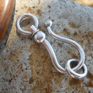 Large Silver Plated J Hook Clasp: White Bronze Jewelry Closure (42 mm)