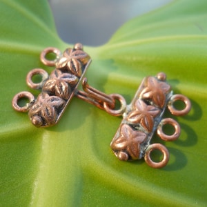 3 Strand Multi-Strand Solid Copper Clasp, MS42CU, Solid Copper Hook and Eye Closure, Size: 25 mm x 16 mm or .98 inches x .63 inches