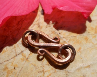 Solid Copper S-Clasp with Jump Rings: Decorative Jewelry Clasp (27 mm)