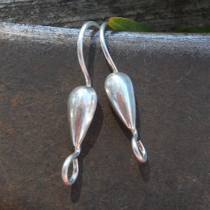 Ear Wires, R18, Sterling Silver Tear Drop Ear Wires with Loops