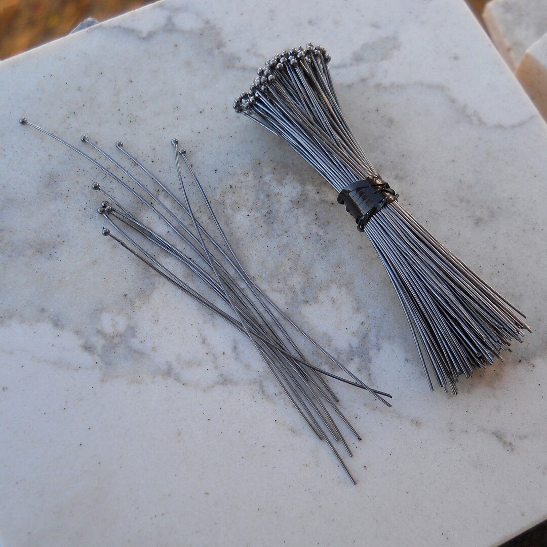 100 Sterling Silver Head Pins - 26 Gauge, 2 Inches Long, 925 Silver For Jewelry Making