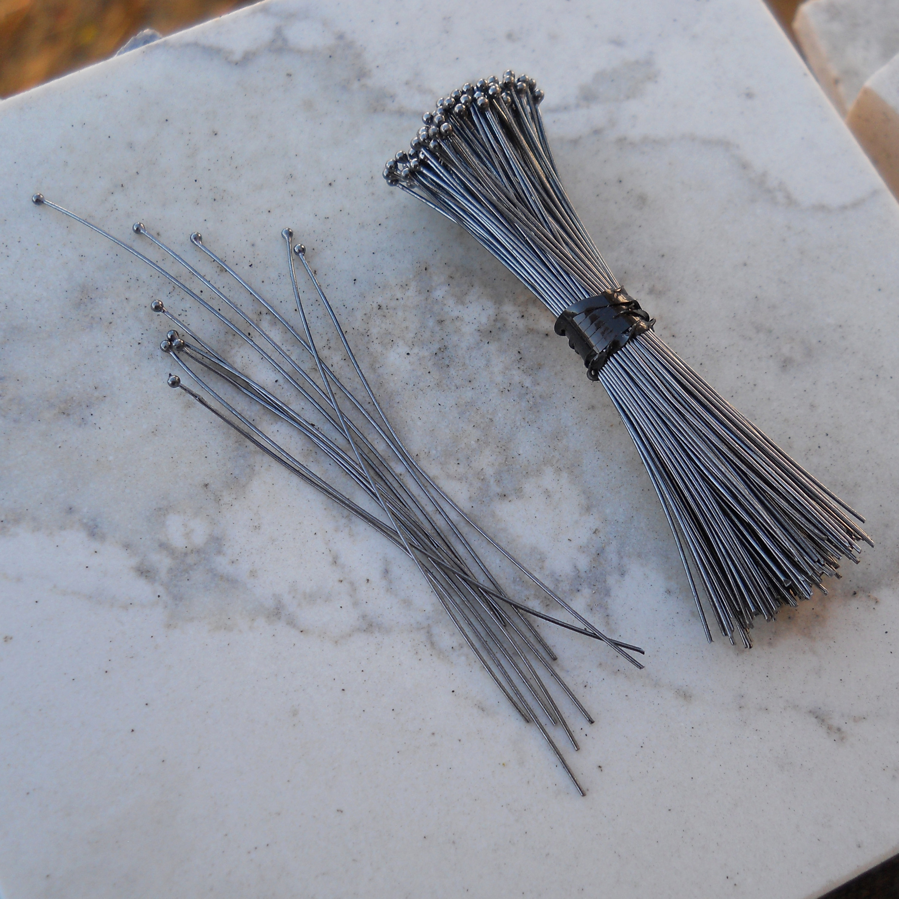 Oxidized Sterling Silver Headpins: 2-inch, 25-26 Gauge Wire