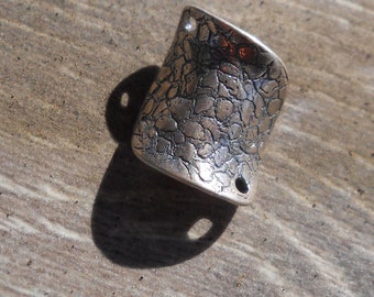 Textured Sterling Silver Torqued Connector: Jewelry Component (15mm)