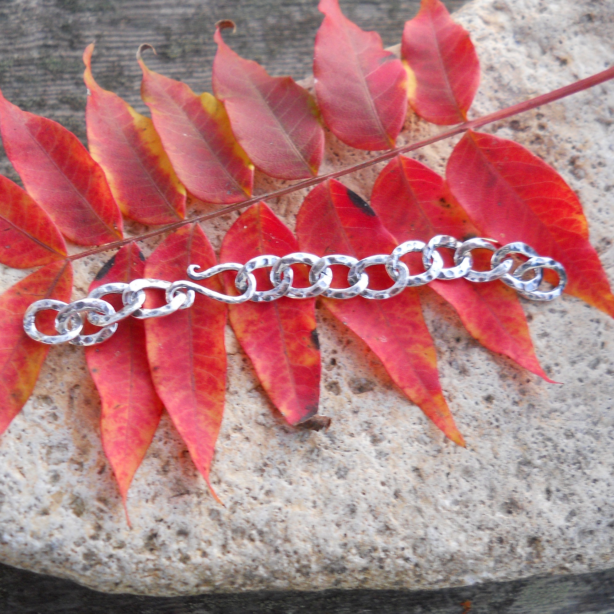 Sterling Silver Hammered Hook and Eye Clasp: Adjustable Extender