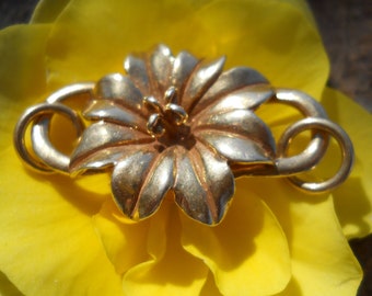 Vermeil Hibiscus Flower S-Clasp: Sterling Silver Gold Plated (40 mm)