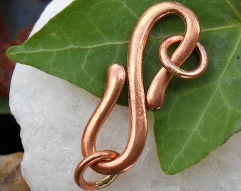 Solid Copper S Clasp with Jump Rings (33 mm x 8 mm)