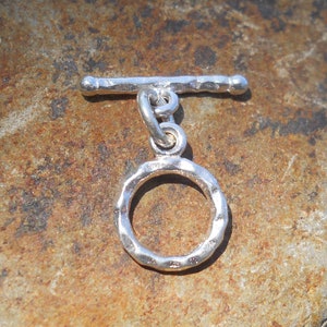 Silver Plated Hammered Toggle Clasp: Tiny White Bronze Jewelry Finding