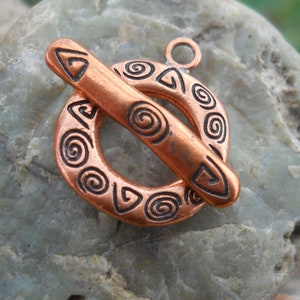 Solid Copper Toggle Clasp: Mosaic Ring & Bar (20 mm x 16 mm)