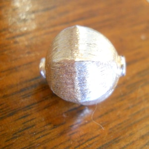 Round Bead, Brushed Sterling Silver Bead, 15 mm