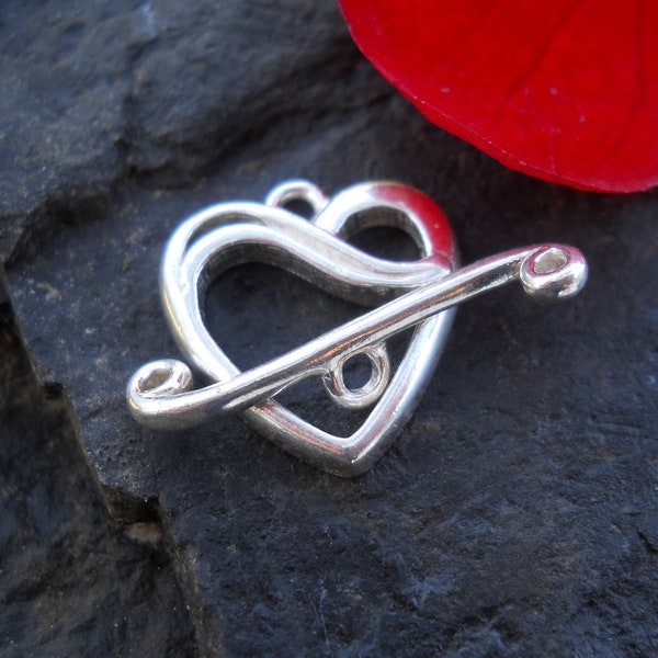 Sterling Silver Heart Toggle with Toggle Bar, TL275L, Size: 16 mm x 15 mm or .63 inches x .59 inches