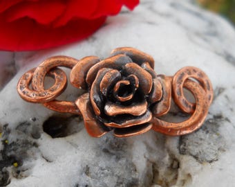 Solid Copper Rose S Clasp with Jump Rings (40 mm x 18 mm)