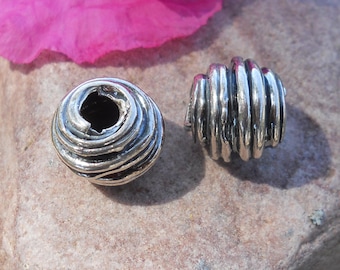 Elektrogeformte Sterlingsilber Perle - Großloch (4 mm) - 12 mm x 13 mm