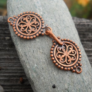 Solid Copper Hook and Eye Clasp, CL282CU, Size: 43 mm x 10 mm or 1.69 inches x .40 inches image 5