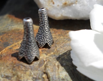 Silver Plated Cone Bead Caps: Jewelry Findings, 11mm (Pair)