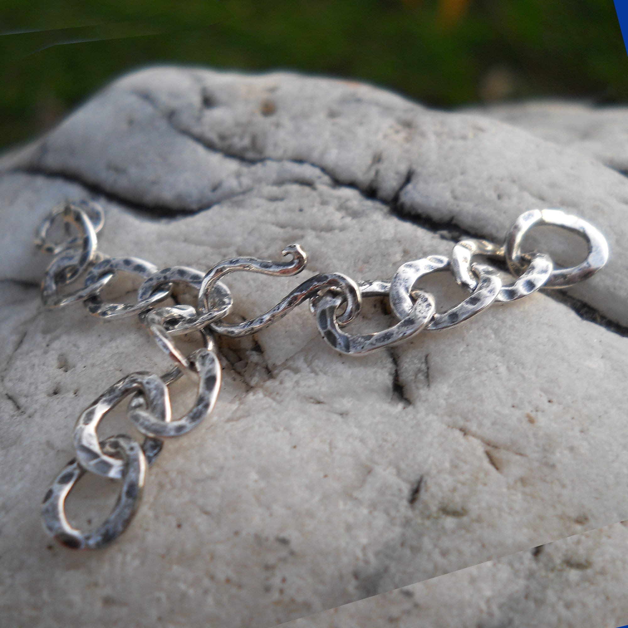 Sterling Silver Hammered Hook and Eye Clasp: Adjustable Extender