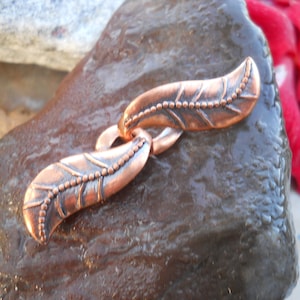 Solid Copper Leaf Hook and Eye Clasp (45 mm)