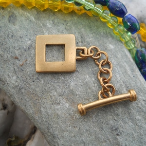 Square Bronze Toggle Clasp with Extender Chain (15 mm x 11 mm)