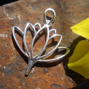 Lotus Pendant with Bail, Sterling Silver, 22 mm x 18 mm