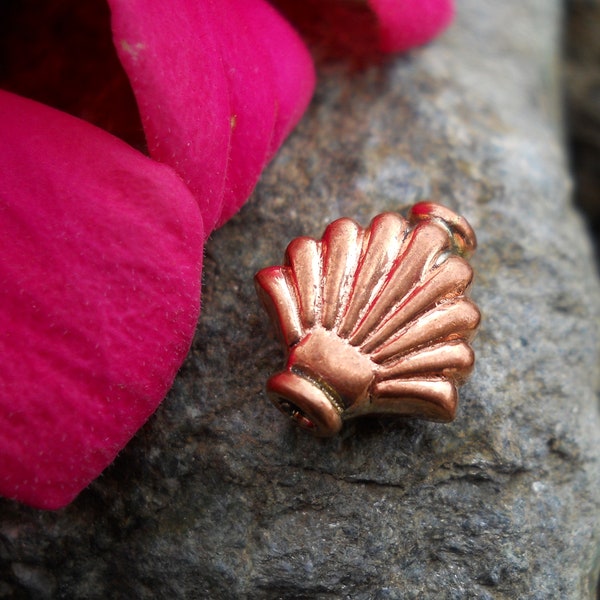 Solid Copper Spacer Fan Bead, Solid Copper Bead, K27CU, 14 mm x 13 mm or .55 inches x .51 inches