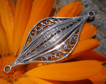 Koppling, sterlingsilver, CN187, öppet arbete, 35 mm x 15 mm