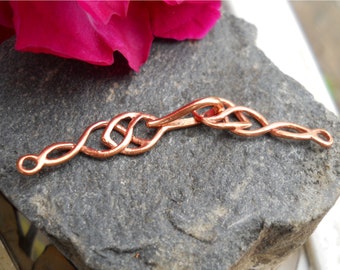Solid Copper Hook and Eye Clasp: Celtic Design, Jewelry Finding