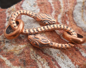 Solid Copper Snake S Clasp with Solid Copper Closed Jump Rings, CL62CU, Size: 30 mm x 15 mm or 1.18 inches x .59 inches