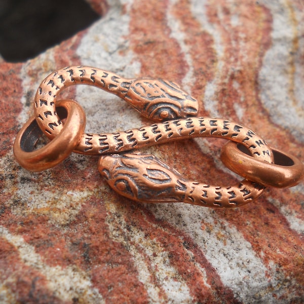 Solid Copper Snake S Clasp with Solid Copper Closed Jump Rings, CL62CU, Size: 30 mm x 15 mm or 1.18 inches x .59 inches