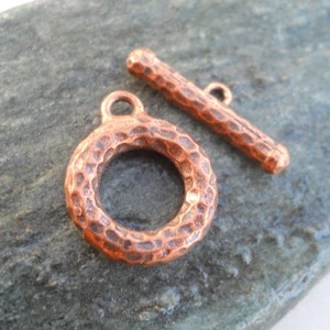 Hammered Solid Copper Toggle Clasp: Jewelry Supplies (18mm x 15mm)