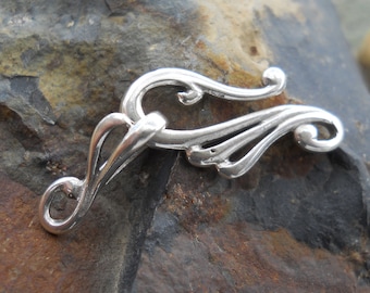 Medium Clasp, CL153, Sterling Silver Hook and Eye  Clasp, Size: 35 mm x 10 mm or 1.38 inches x .39 inches