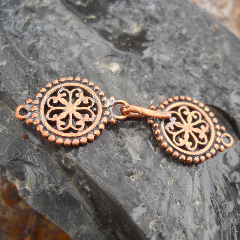 Solid Copper Hook and Eye Clasp, CL282CU, Size: 43 mm x 10 mm or 1.69 inches x .40 inches image 8