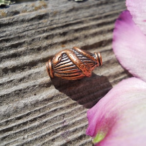 Solid Copper Oval Bead: Wrapping Snake Design (12mm x 7mm)