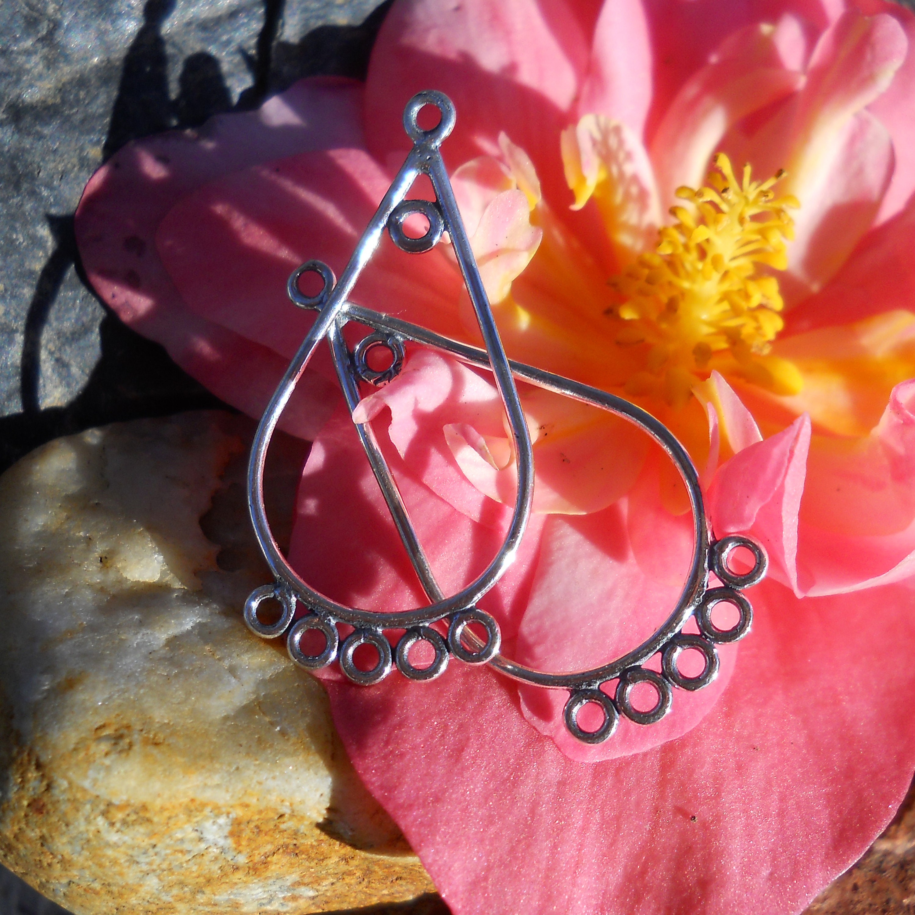 Sterling Silver Tear Drop Chandelier Earring Components, 5