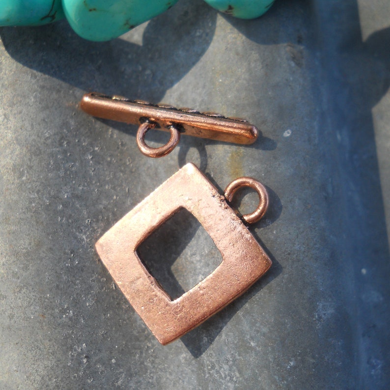 Solid Copper Square Toggle, TL39CU, Solid Copper Toggle Ring and Toggle Bar, Size: 22 mm x 17 mm or .86 inches x .66 inches. image 7