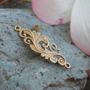 Vermeil Scroll Connector with Two Loops: Gold Plated Jewelry Finding (32 mm)