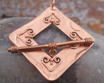 Large Copper Toggle, TL199CU, Solid Copper Toggle Ring and Toggle Bar, Size, 52 mm x 47 mm or 2.05 inches x  1.85 inches