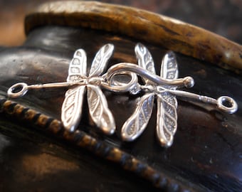 Sterling Silver Dragonfly Clasp: Hook and Eye Jewelry Closure (40mm)
