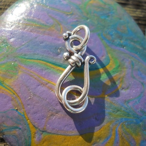 Sterling Silver Hook and Eye Clasp: Jewelry Closure (28mm x 8mm)